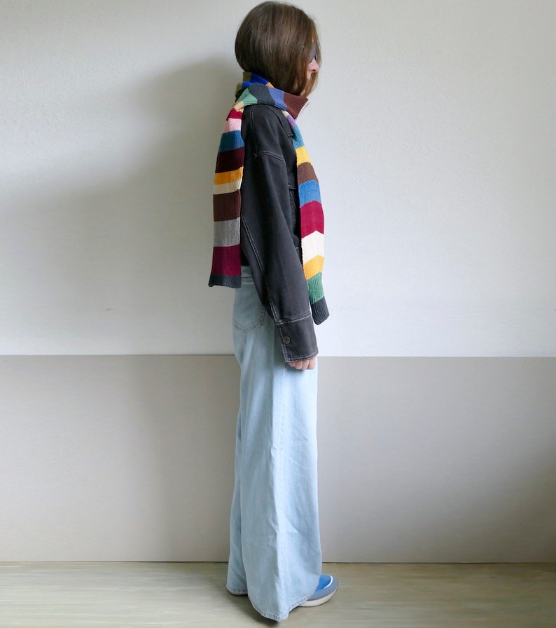 knit striped colorful cotton long scarf,unisex image 6