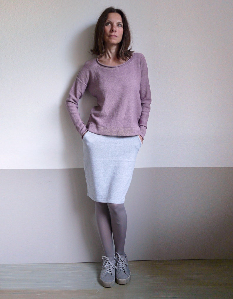 Knit order gray pink pullover,merino,cotton-made to order