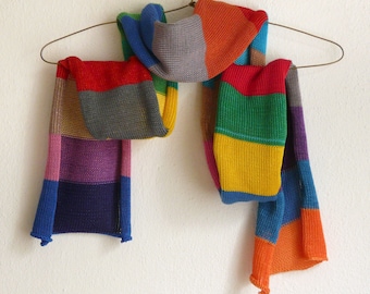 striped scarf ,cotton, unisex, made to order