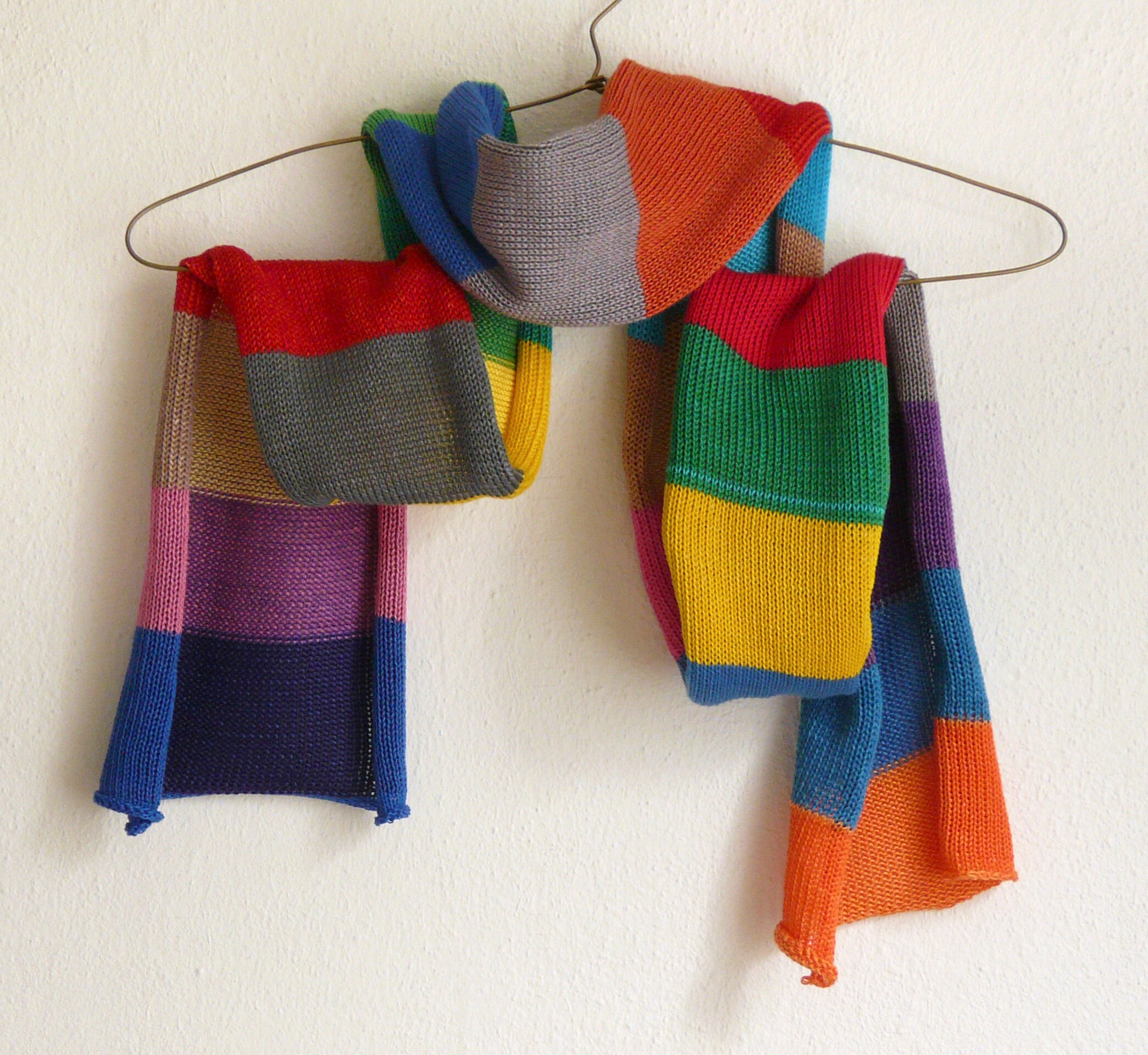 striped scarf ,cotton, unisex, made to order
