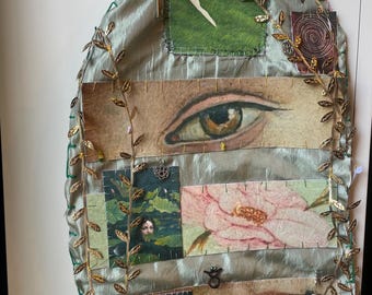 Taurus Saison Wandbehang | Venus Göttin Kunst | Mixed Media Textilcollage