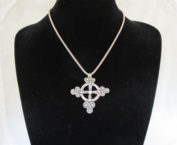 Antique Ethiopian silver Coptic/Byzantine cross c… - image 1