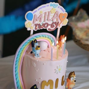 Personalized Bluey Cake Topper: 3D Acrylic Party Decor