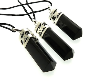 Natural Black Tourmaline Stick Pendant