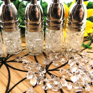 Pingente de garrafa de cristal curativo com diamante Herkimer