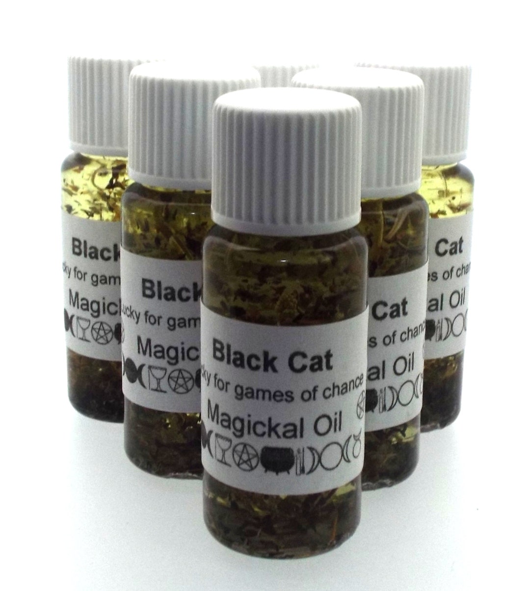 Black Cat Magickal Anointing Incense Oil Luck - Etsy