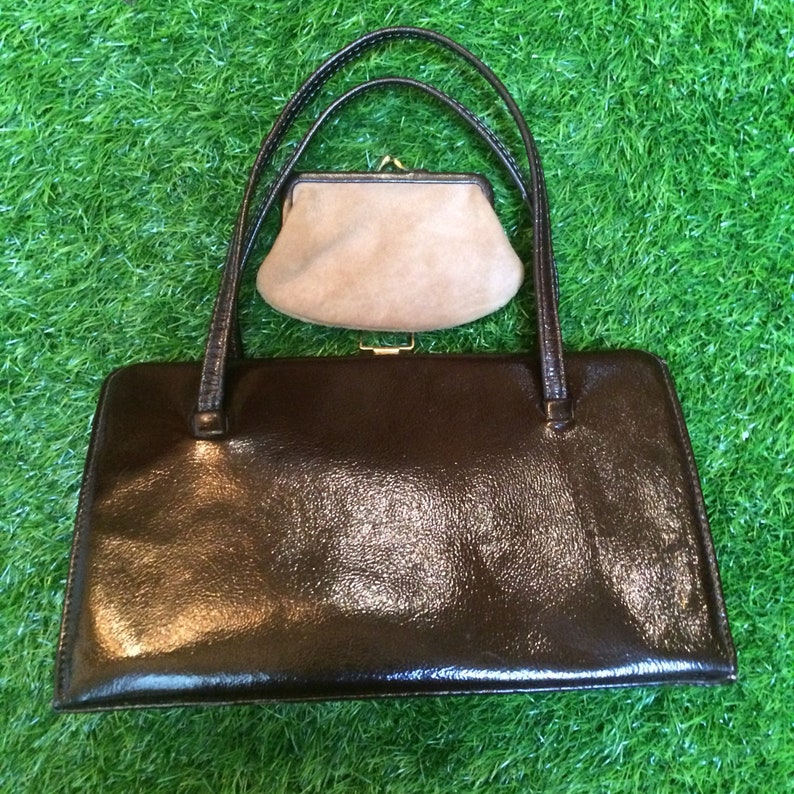 Vintage 1960s brown leather vintage clutch bag | Etsy