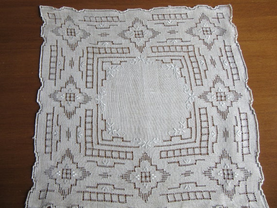 Antique Appenzell Embroidered Wedding  Hankie Whi… - image 2