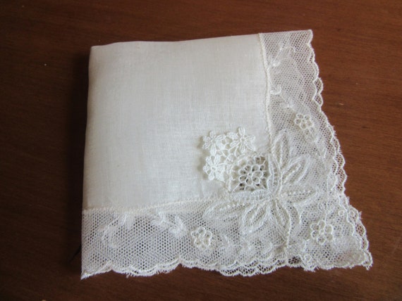 Vintage  Floral Embroidered Net Lace 3 D Wedding … - image 2