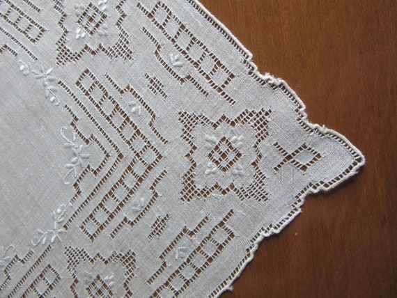Antique Appenzell Embroidered Wedding  Hankie Whi… - image 3