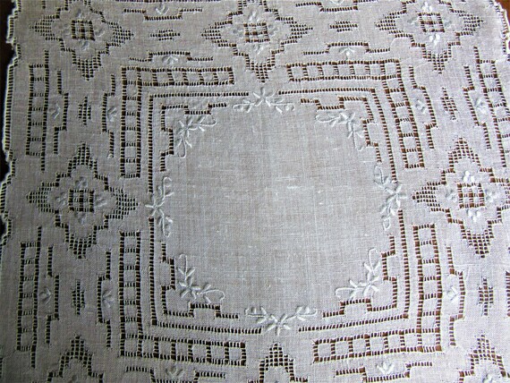 Antique Appenzell Embroidered Wedding  Hankie Whi… - image 7