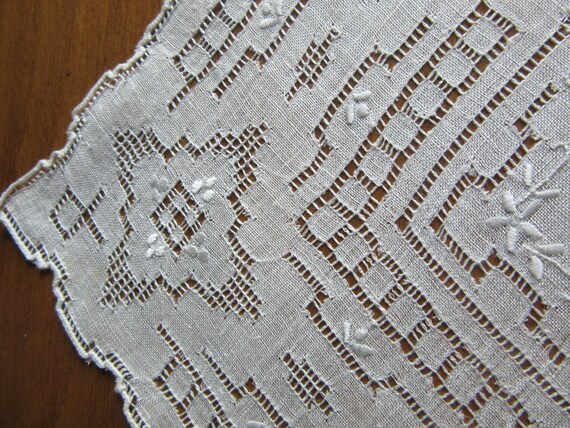 Antique Appenzell Embroidered Wedding  Hankie Whi… - image 5