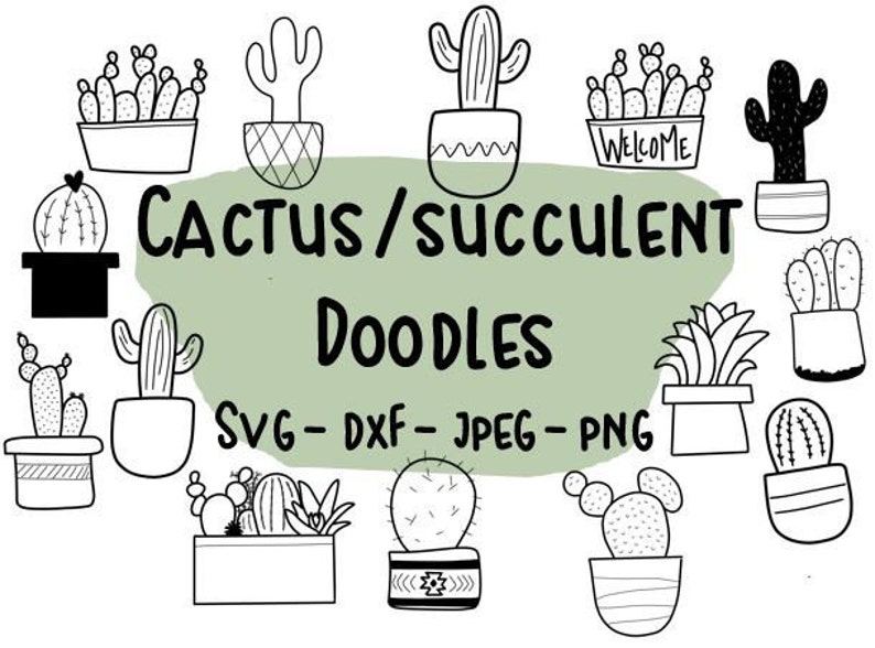 cactus clip art succulent clip art hand drawn cactus Cactus svg cactus digital succulent doodles succulent digital,