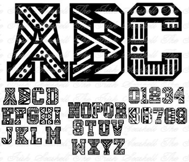 Tribal Alphabet SVG Aztec Alphabet Svg tribal alphabet dxf Etsy