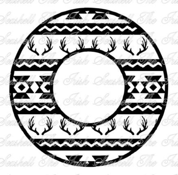 Aztec Tribal Deer Monogram Circle For Silhouette Or Vinyl Etsy