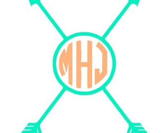 Double Arrow Monogram Frame svg dxf Valentine&#39;s day, arrow monogram svg, arrow svg, arrow monogram circle svg