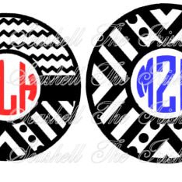 Chevron Tribal Monogram Circle for silhouette cameo user or other cutters svg, dxf, jpeg