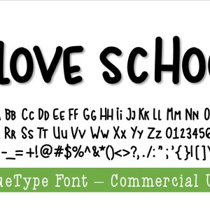 Digital Font Download, I Love School ttf font, .ttf, truetype font
