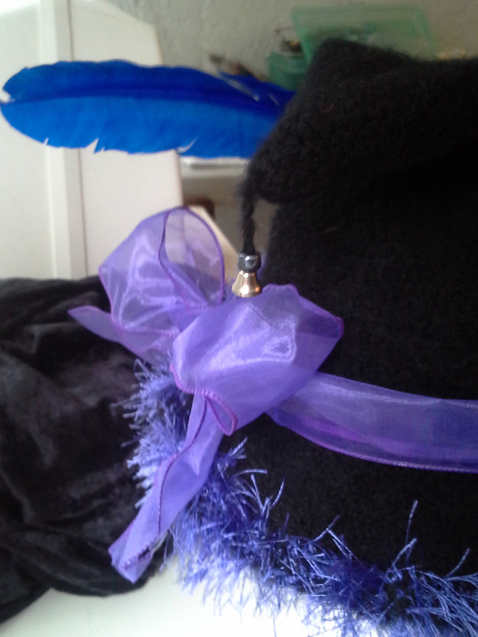 Witch Hat Felted Wool Black With Feather and Fancy Detail Etsy