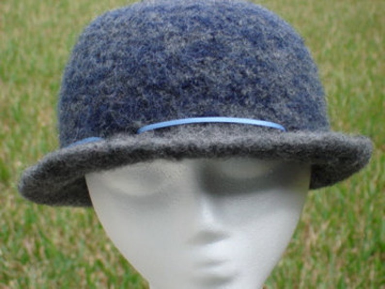 Cloche Hat Classic Wool Felt in Blue Gray tweed