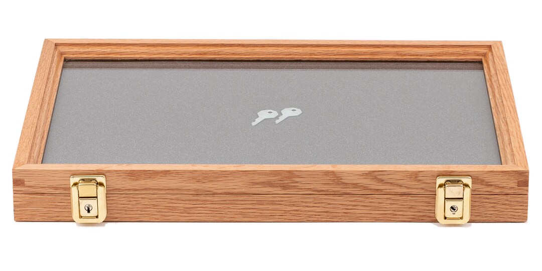 Two Timbers Large Display Case With Natural Oak Finish 2