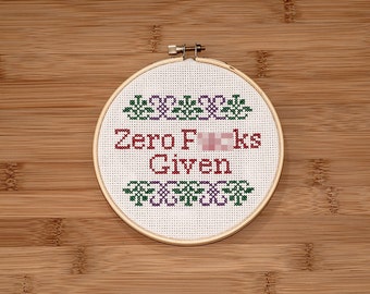 Zero F*cks Given - Mature Sarcastic Mem - Wall Decor/Art for Home, Kitchen or Work