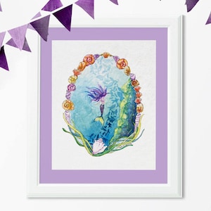 Keys Conch Mermaid - watercolor print, mermaid print, mermaids, watercolor painting