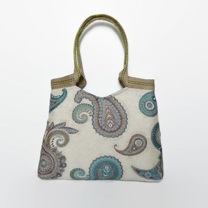 Tote bag Paisley design, trendy shoulder bag, large handbag interior fabric Paisley design, tapestry bag, fashionable handbag. image 1