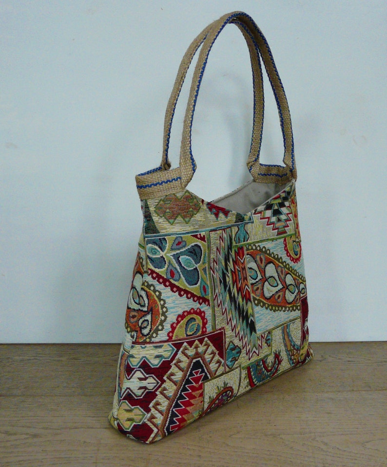 Tapestry tote bag kilim and Paisley pattern tapestry Etsy