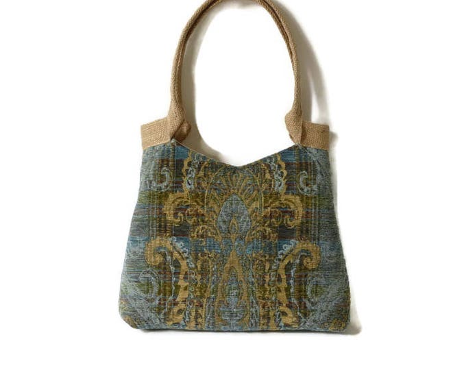 Tapestry Tote Bag Trendy Shoulder Bag Blue Tote Bag Etsy