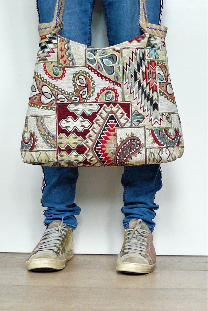 Tapestry tote bag kilim and Paisley pattern tapestry Etsy