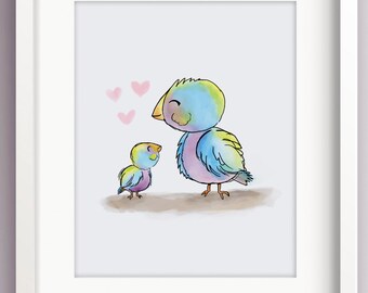 Bird Nursery Art - Bird Nursery Decor - Bird Painting - Colorful Art Print - Artwork for Nursery - Baby Shower Gifts - Sweet Cheeks Images