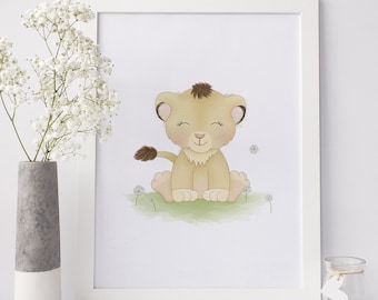 Baby Lion Nursery Art - Lion Baby Shower - Lion Nursery Decor - Lion Newborn - Lion Print - Lion Art Print -  Sweet Cheeks Images