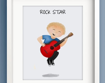 Little Rock Star - Rock Star Birthday - Guitar Art - Rock Star Baby - Rockstar Baby Shower - Childrens Art Prints - Sweet Cheeks Images