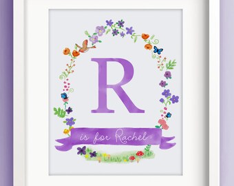 Personalised Name Sign - Name Art Nursery -  Name Sign Kids - Kids Room Decor - Floral Monogram - Girl Bedroom Wall - Sweet Cheeks