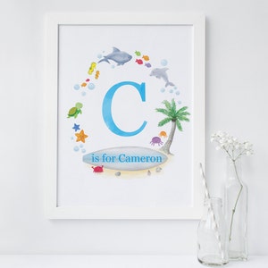 Personalized Baby Print - Custom Baby Gift - Beach Nursery Decor - Baby Name Sign - Beach house wall art - Sweet Cheeks Images