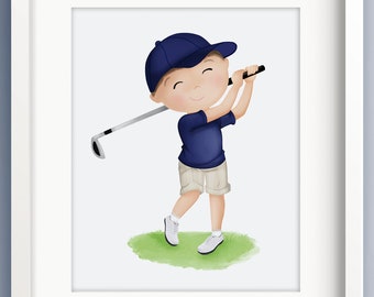 Impresión de arte de golf - Impresión de golf para vivero - Arte de golf para la pared - Regalos de golfista para los hombres - Arte golfista - impresiones deportivas para la habitación de los niños - vivero de golf