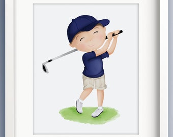 Golf art print - Golf print for nursery - Golf art for wall - Golfer gifts for men - Golfer art - sports prints for boys room - golf nursery