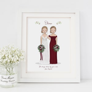 Wedding Thank you Gift Will you be my Bridesmaid Bridesmaid Proposal Maid of Honour Gift Personalized Gift Wedding Art Print image 1