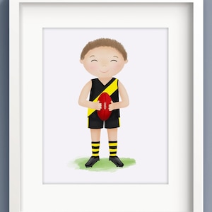 Football Print - footy bedroom - Football Art Print - Australian Football - Custom Boys Art - personalised footy - Sweet Cheeks Images