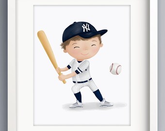 Baseball Print - MLB Art - Little Boy Room Decor - Baseball decor - Major League - Boys Baseball Room Art - Sweet Cheeks Images - MLB art