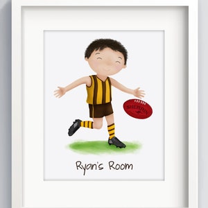 Personalised football gift - Australian football print - Custom boys art  - Footy bedroom decor - Australian footy gift - football team