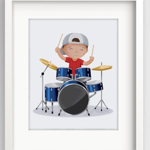 Impression de batteur - Cadeau de batteur personnalisé - Cadeau musical - Petite rockstar - Art du batteur - Art des garçons - Cadeau de musique pour garçons - batterie - batterie