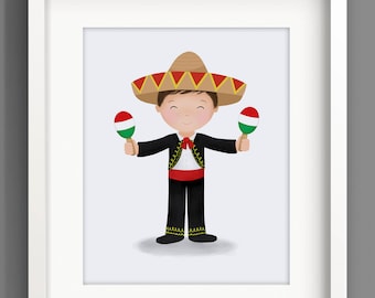 Little Mariachi Boy Print - Mariachi Band - Little Boy Wall Art - Gifts for Baby Boy - Mexican Art - Nursery Decor - Artwork for boys room