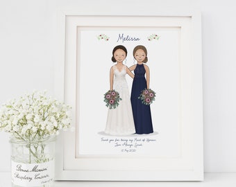 Thank you for being my Bridesmaid - Bridesmaid Gift - Thank you Gift - Maid of Honor Gift - Personalized Bridesmaid Gift - Wedding Art Print
