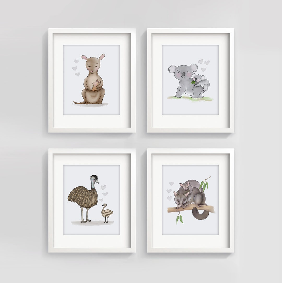 Set of 4 Australian Themed Nursery Prints Australian Nursery Decor