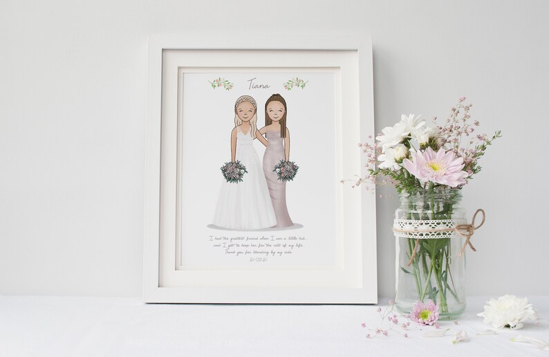 Bruiloft Dank u Gift Wilt u mijn bruidsmeisje Bruidsmeisje Voorstel Maid of Honour Gift Gepersonaliseerd cadeau Bruiloft Art Print afbeelding 2