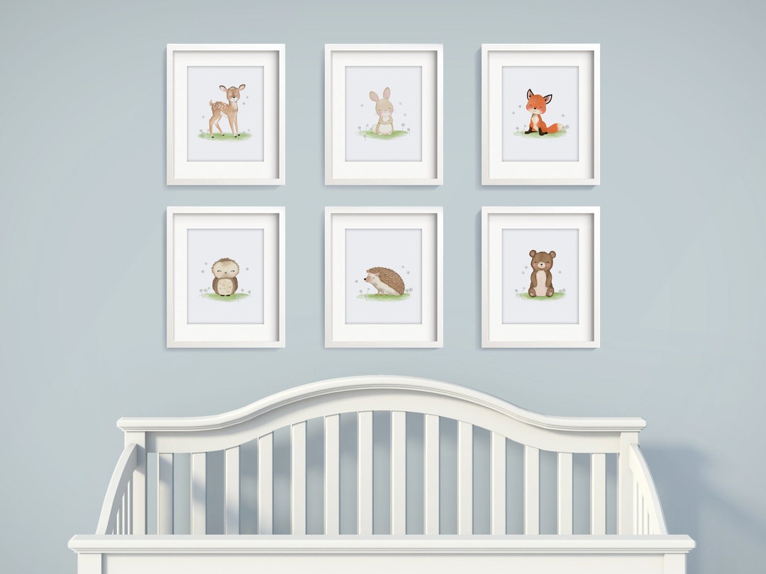 Set of 6 Nursery Print Set - Baby Animal Prints - Nursery Wall Art ...