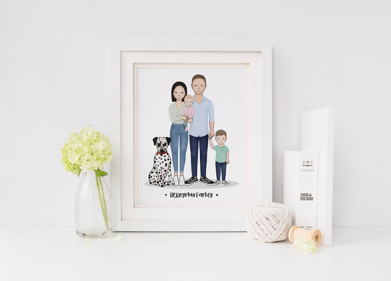 Custom Family Portrait Family Portrait Illustration Custom Illustration Family Portrait Drawing Friends illustration Family gift image 2