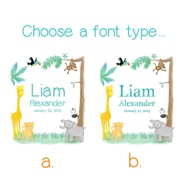 Jungle Nursery Art Personalised Baby Gifts Name Art Etsy